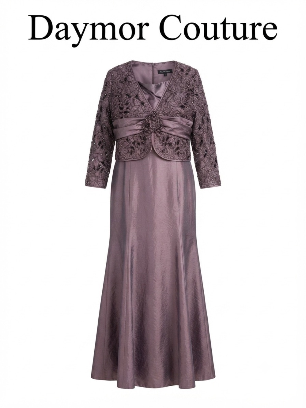 Daymor Couture Plum Embellished Jacket and Gown Size 22 0193
